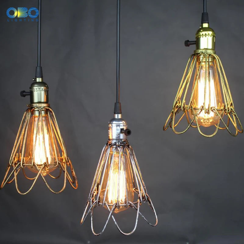 suspension vintage en fer avec abat jour et interrupteur intérieur - vue 4 sur 11