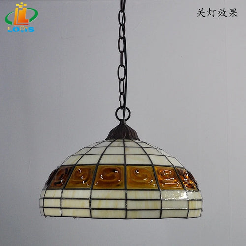 lustre en brique style européen lampes en verre tiffany antique simple - vue 7 sur 6