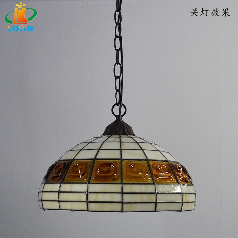 lustre en brique style européen lampes en verre tiffany antique simple - vue 6 sur 6