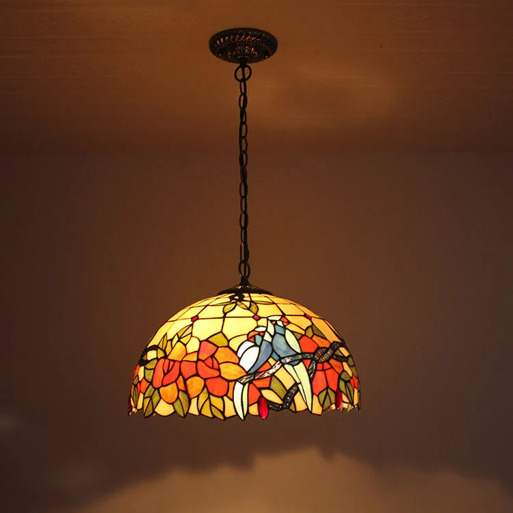 lustre rétro en verre teinté pour café et restaurant - vue 2 sur 8