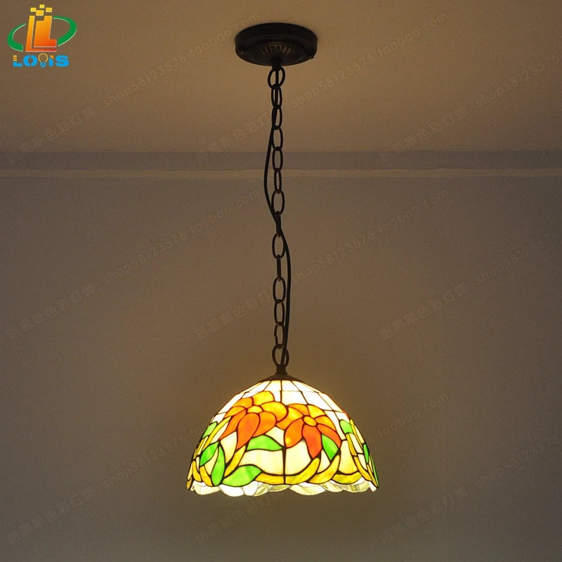 lustre en bégonia américain style tiffany pour décoration intérieure - vue 3 sur 10