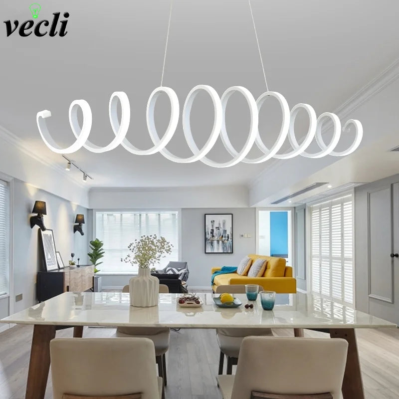 lustre moderne en aluminium avec lumières leds intégrées - vue 3 sur 6