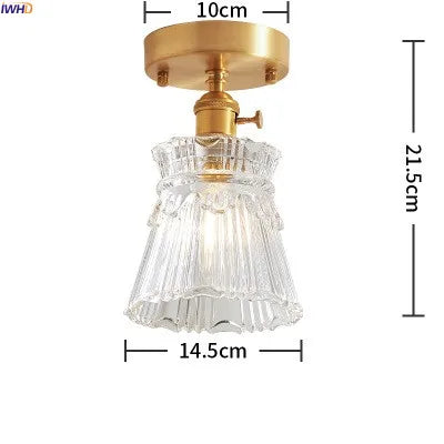 plafonnier led iwhd verre cuivre style nordique vintage edison - vue 19 sur 19