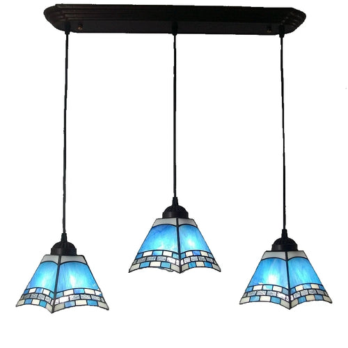 Pink, Blue, Green 3 Associations Rectangular Chandelier Modern European Glass Tiffany Lamp Table Stylish Mediterranean Bar - vue 9 sur 8