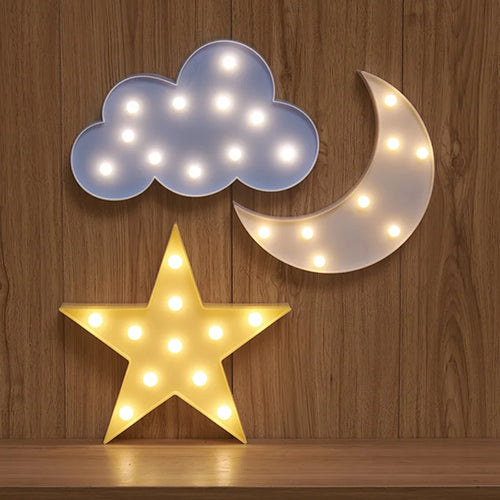 lampe led 3d nuage étoile lune veilleuse cadeau enfants décoration - vue 2 sur 16