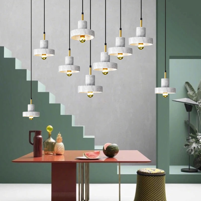 Nordic marble chandeliers post-modern minimalist bar, living room, dining room, bedside decorative lamps and lanterns - vue 4 sur 12