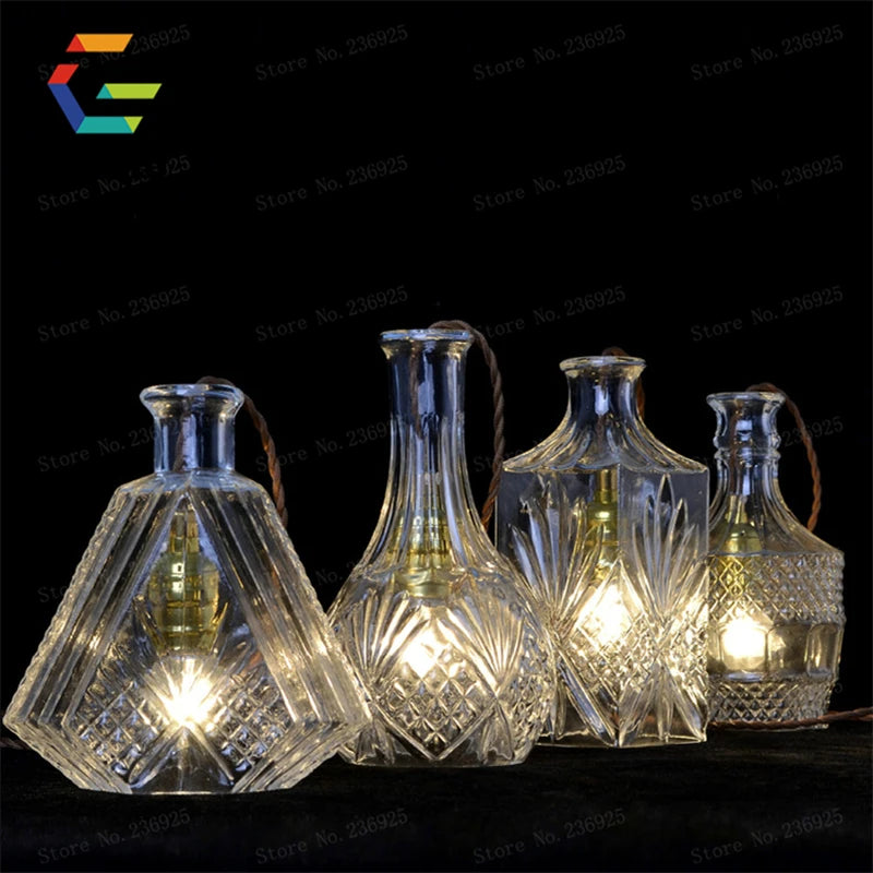 suspension led rétro vintage avec abat-jour en verre sculpté - vue 4 sur 10