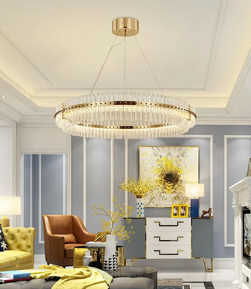 lustre suspendu en cristal moderne à rayures créatives - vue 3 sur 5