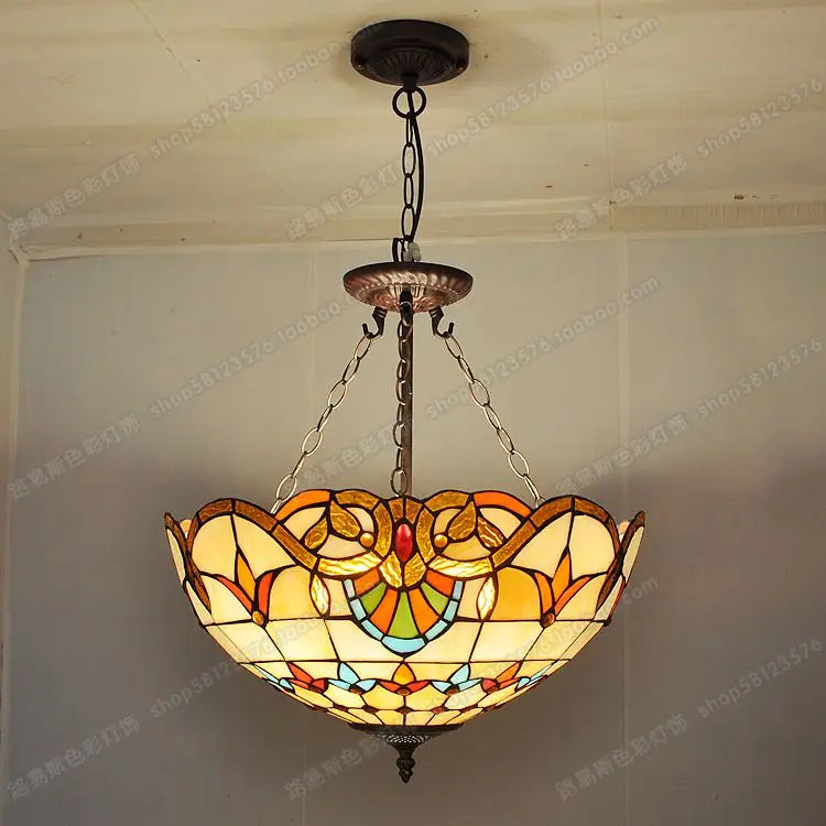 lustre baroque en verre coloré pour éclairage élégant - vue 5 sur 8