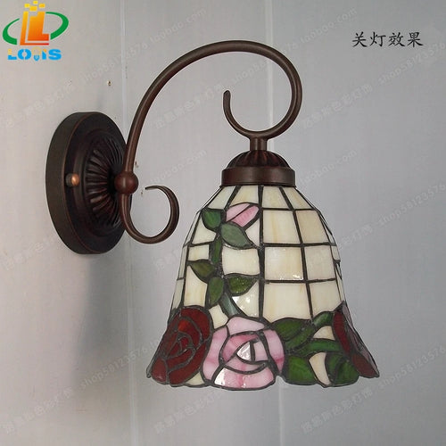 applique murale roses antiques style tiffany pour éclairage décoratif élégant - vue 4 sur 5