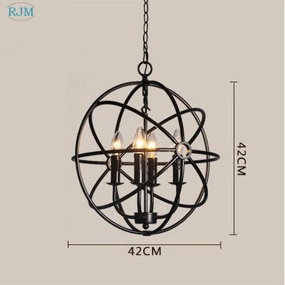 lustre industriel vintage américain avec cages rondes pour éclairage décoratif