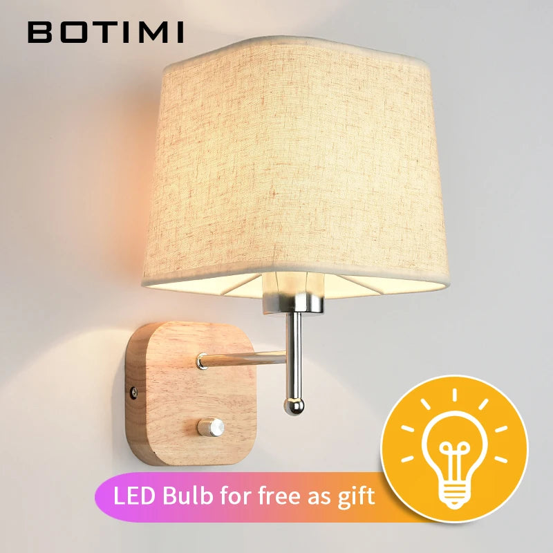 Applique murale LED avec abat-jour en tissu et liseuse - vue 4 sur 9