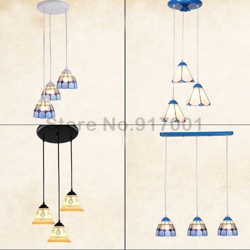 3 Heads Colorful Glass LED Pendant Lamps Light,Bedroom Suspension Hanging Ceiling Lamp - vue 4 sur 30