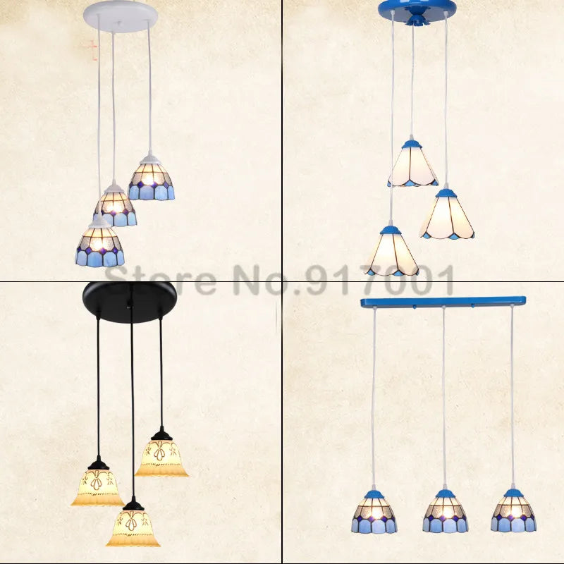 3 Heads Colorful Glass LED Pendant Lamps Light,Bedroom Suspension Hanging Ceiling Lamp - vue 3 sur 30