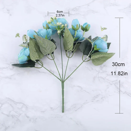 bouquet de fleurs artificielles de pivoines en soie pour décoration intérieure - vue 6 sur 18