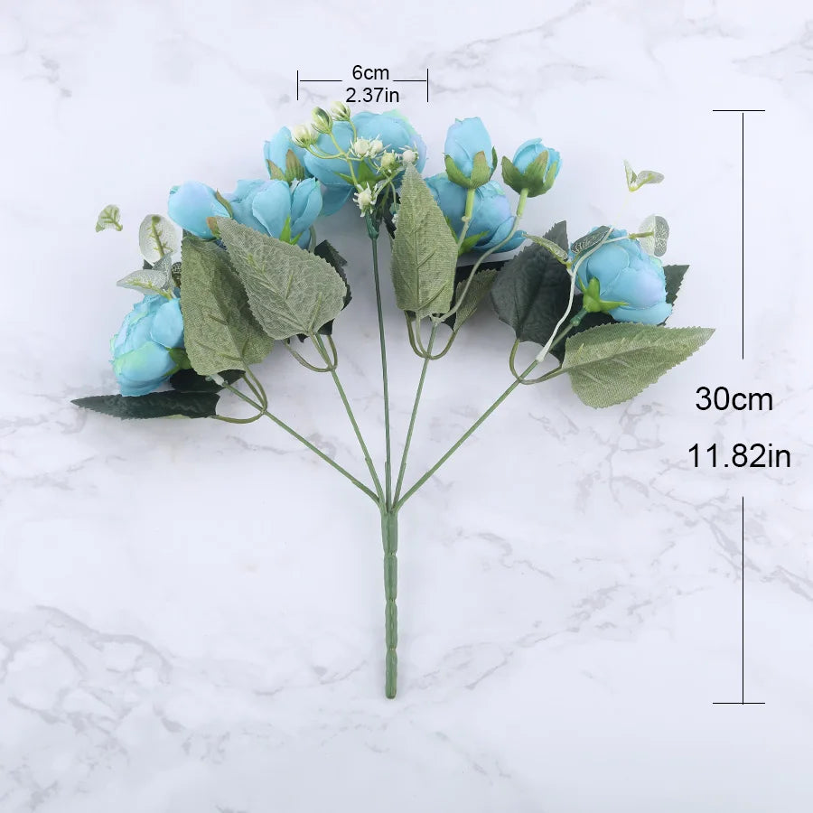 bouquet de fleurs artificielles de pivoines en soie pour décoration intérieure - vue 5 sur 18