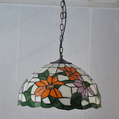 lustre en verre tournesol style américain éclairage campagne intérieur - vue 5 sur 5