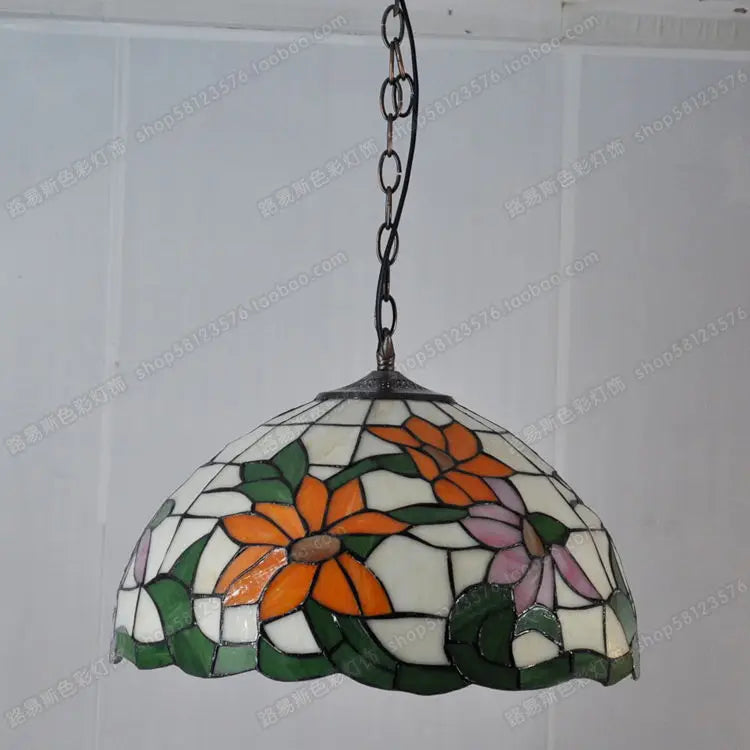 lustre en verre tournesol style américain éclairage campagne intérieur - vue 5 sur 5