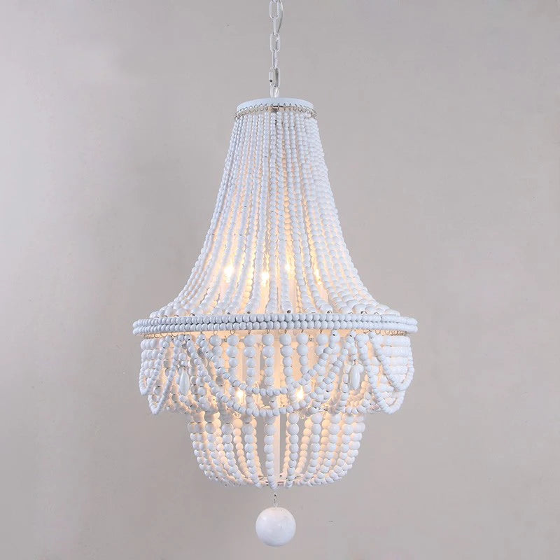 lustre à perles en bois pour décoration intérieure élégante - vue 4 sur 8