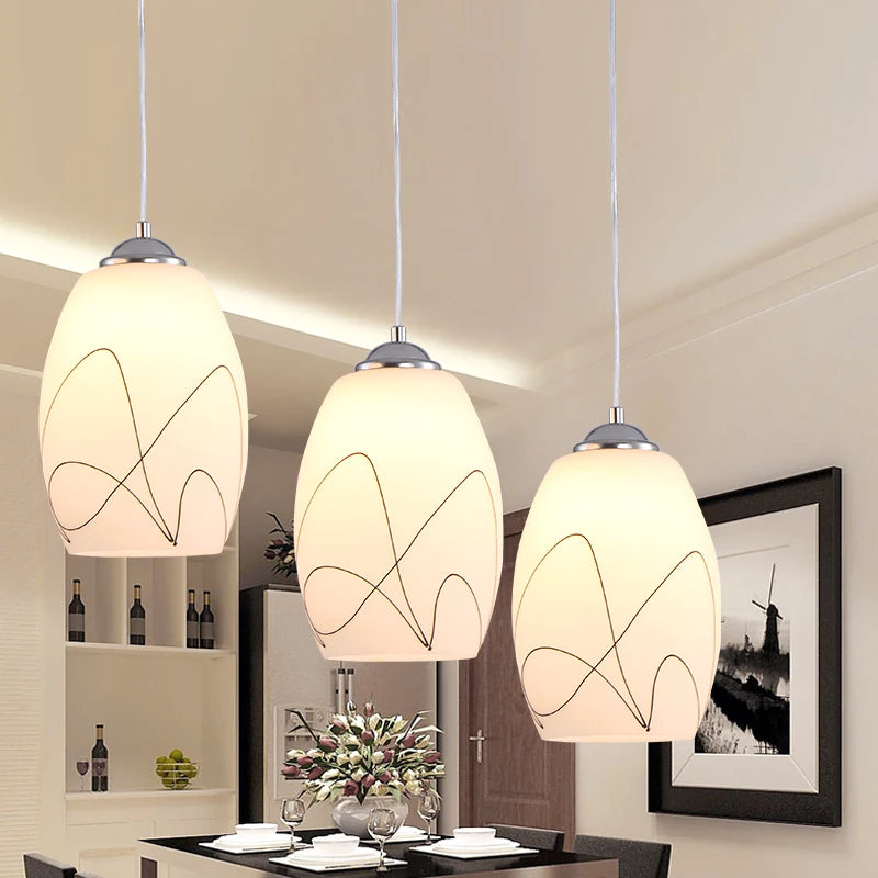 suspension led moderne en verre pour maison - vue 4 sur 9