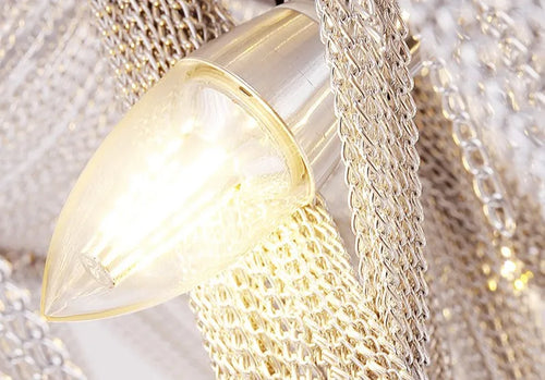 lustre suspendu à pompon en aluminium argenté avec éclairage led - vue 6 sur 6