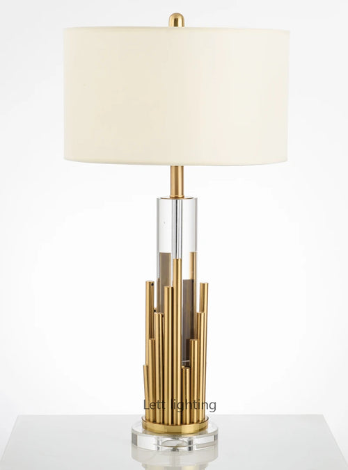 lampe à poser design luxe en marbre et tissu métallique moderne - vue 2 sur 8