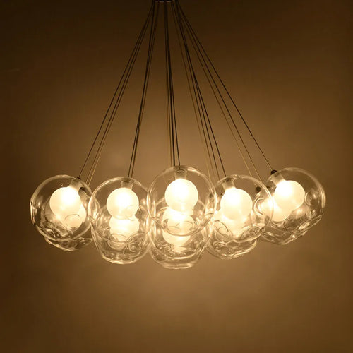 gzmj moderne boule de verre suspension lumières multiples têtes suspension lampe - vue 3 sur 13