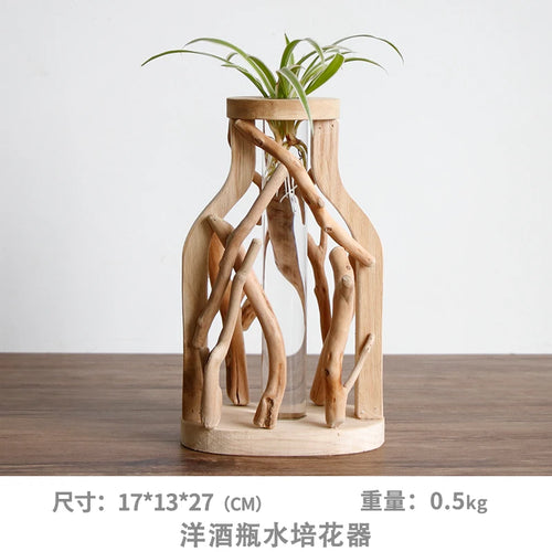vase en bois massif fait main pour fleurs et décoration créative - vue 14 sur 14