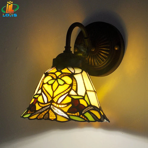 applique murale antique tiffany avec motif floral pour éclairage décoratif - vue 3 sur 6