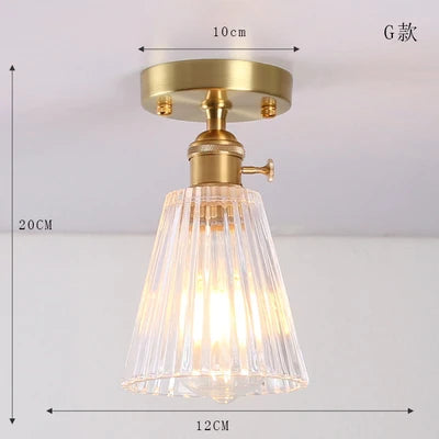 plafonnier led iwhd verre cuivre style nordique vintage edison - vue 18 sur 19