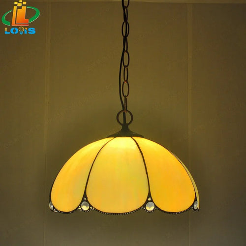 lustre en verre laminé style européen rétro simple éclairage unique - vue 4 sur 6