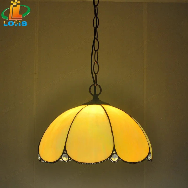 lustre en verre laminé style européen rétro simple éclairage unique - vue 3 sur 6