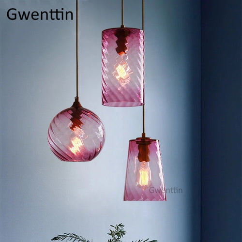 suspension moderne en verre teinté pour décoration intérieure - vue 4 sur 22