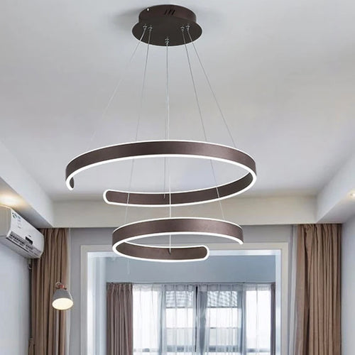Suspension design cercle anneaux corps en aluminium acrylique LED - vue 4 sur 6