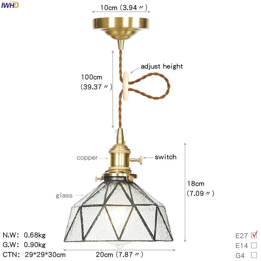 suspension led moderne nordique maison cuivre verre - vue 17 sur 17