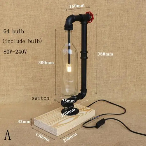 lampe de bureau vintage industrielle avec abat-jour en bouteille - vue 10 sur 10