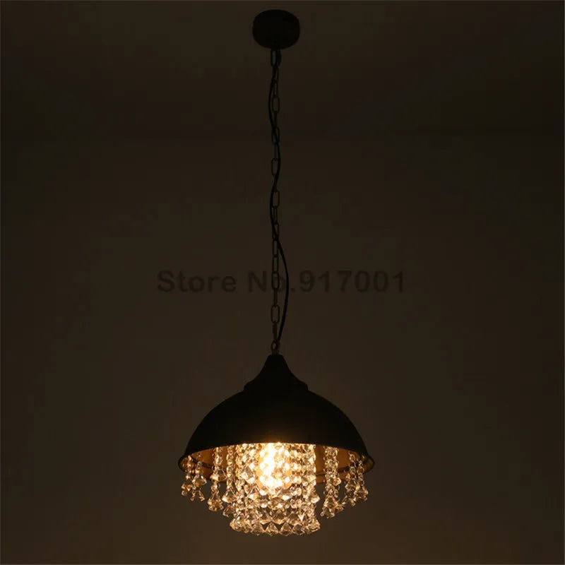 American style loft Vintage K9 crystal pendant light cover luxury lamp for Restaurant pendant lights,E27 Bulb - vue 2 sur 5