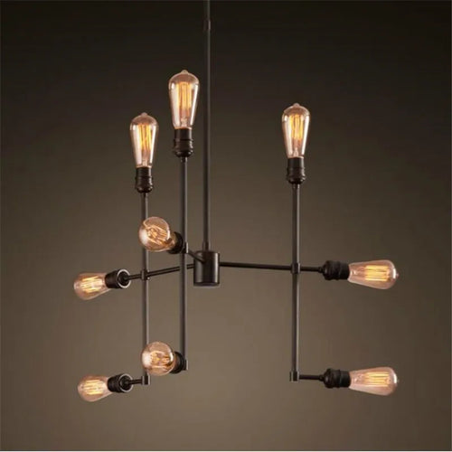Retro industrial creativity 9 chandeliers, American country living room lights LOFT Loft Hotel bar personality lights - vue 6 sur 5