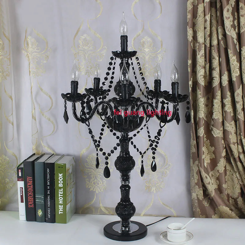 lampe à poser luxe en cristal noir pour un éclairage créatif et romantique - vue 3 sur 7