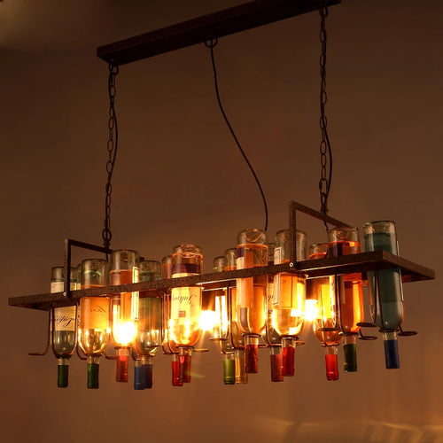 suspension en métal créatif forme bouteille pour éclairage unique - vue 2 sur 3