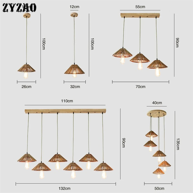 suspension en bambou style japonais pour décoration intérieure - vue 6 sur 10