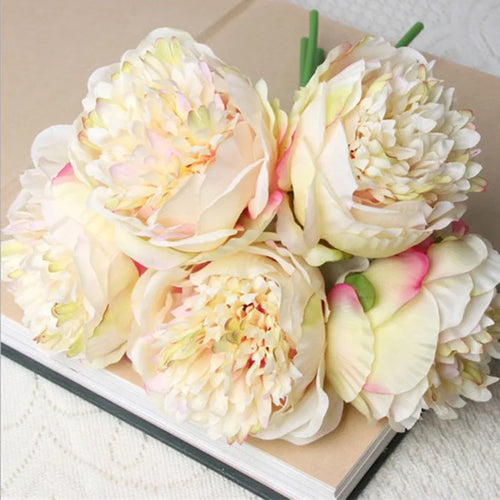 lot de 5 pivoines artificielles pour mariage et décoration intérieure - vue 12 sur 18