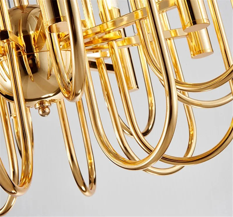 lustre moderne en métal doré et acrylique pour intérieur élégant - vue 5 sur 6