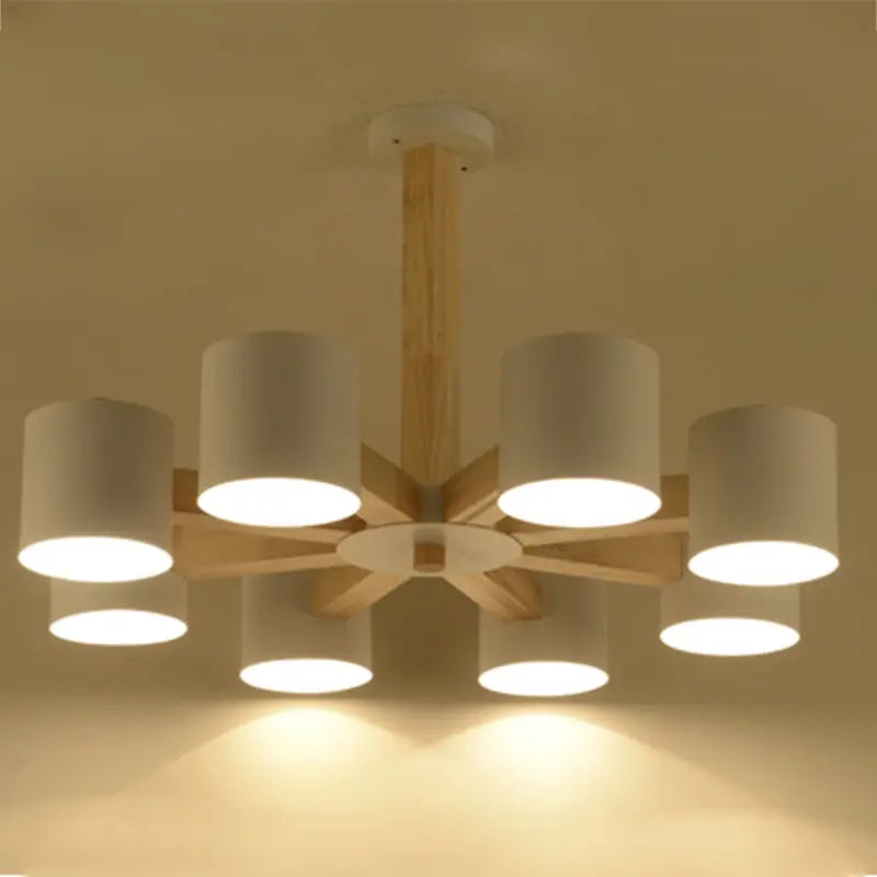 Nordique en bois massif plafond lustre salle à manger lustre salon plafond lustre chambre éclairage E27 ampoule LED - vue 4 sur 21