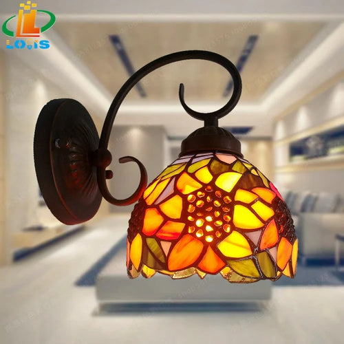 applique murale style européen tournesol en verre pour jardin et balcon - vue 10 sur 9