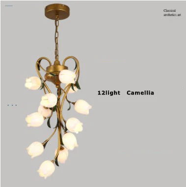 suspension en fer nordique avec verre lys tulipe camélia pour éclairage décoratif - vue 11 sur 12