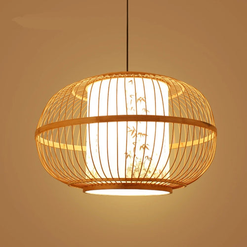 lanterne rustique japonaise osier bambou - vue 4 sur 9