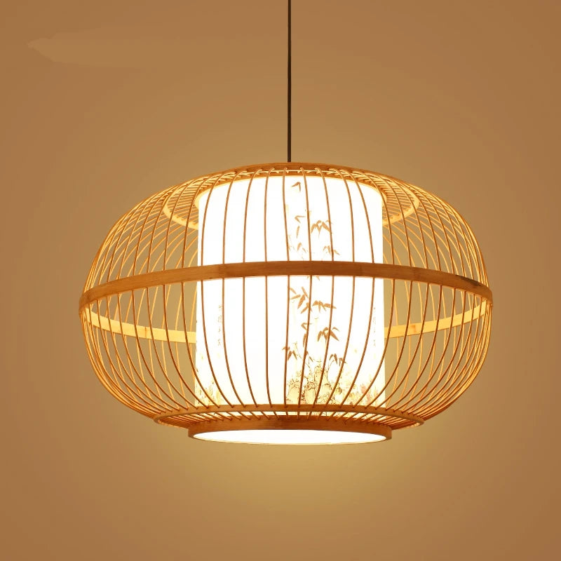 lanterne rustique japonaise osier bambou - vue 3 sur 9