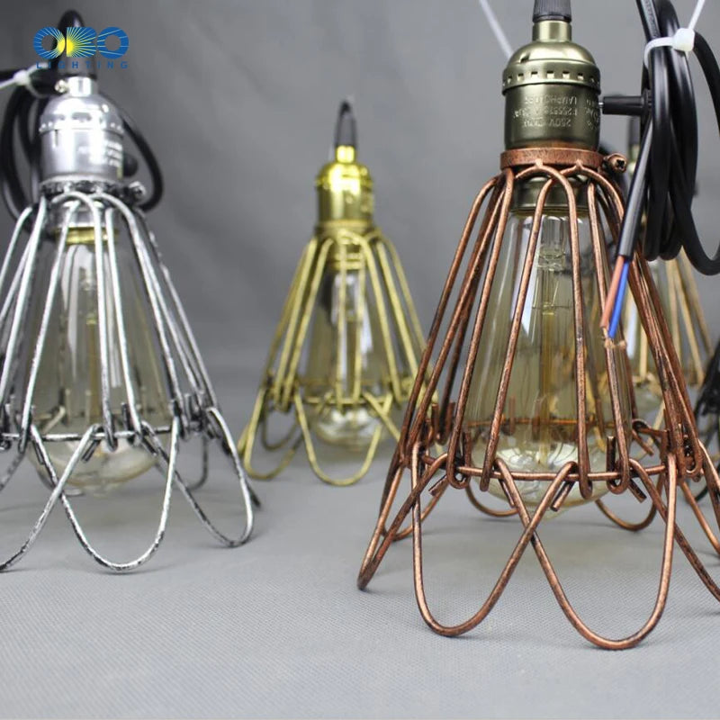 suspension vintage en fer avec abat jour et interrupteur intérieur - vue 5 sur 11