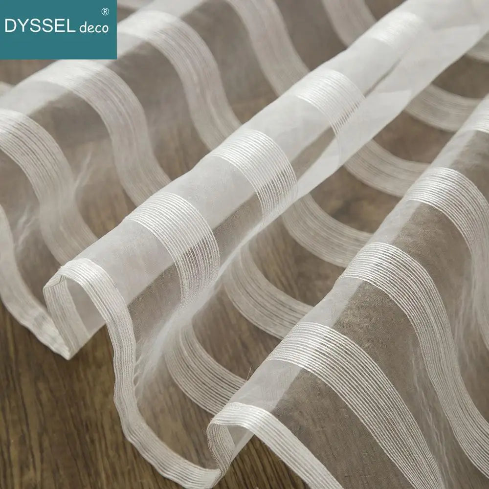 Rideau moderne a rayures translucide pour salon chambre - vue 1 sur 7